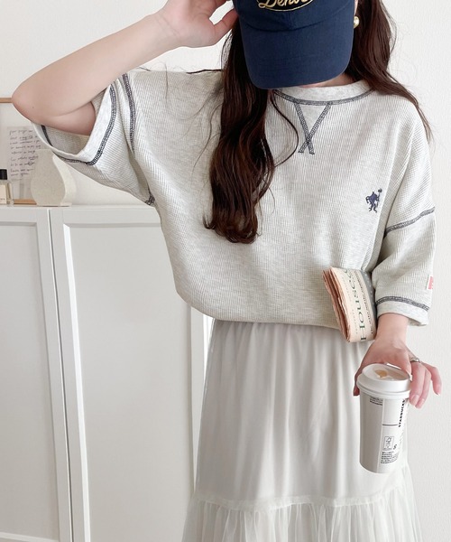 「Java」 半袖カットソー LARGE オートミール レディース