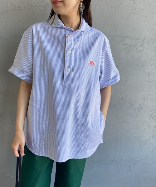リネン混✨人気のLサイズ✨DANTON ダントン 半袖シャツ ブルー 40 Danton 「DANTON」 半袖シャツ 40 ブルー レディース : ZOZOTOWN