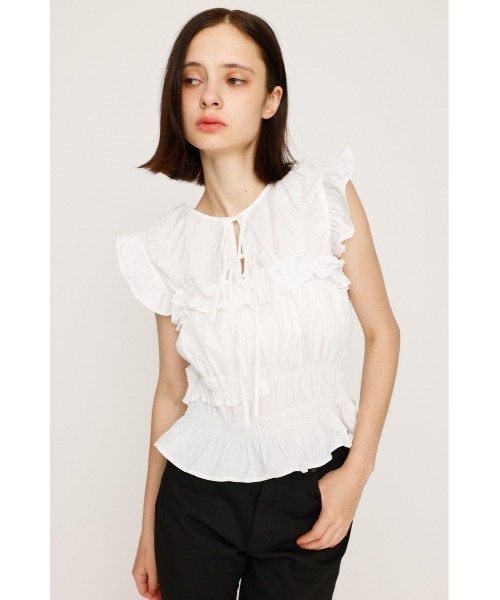 SLY ブラウス シャツ FRILL 2WAY RIBBON BL フリル 2ウェイ
