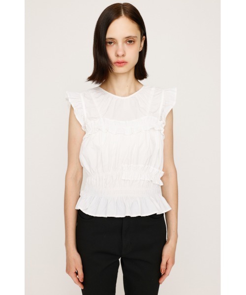 ブラウス シャツ FRILL 2WAY RIBBON BL フリル 2ウェイ リボン ブラウス 夏服 秋服 ノースリーブトップス レディース SLY ブラウス シャツ FRILL 2WAY RIBBON BL フリル 2ウェイ