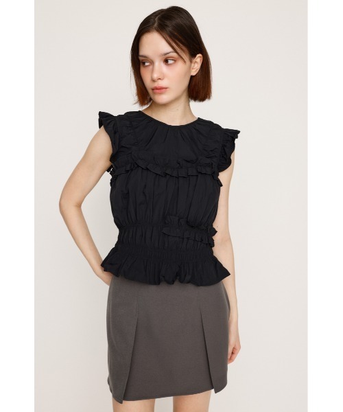 SLY ブラウス シャツ FRILL 2WAY RIBBON BL フリル 2ウェイ