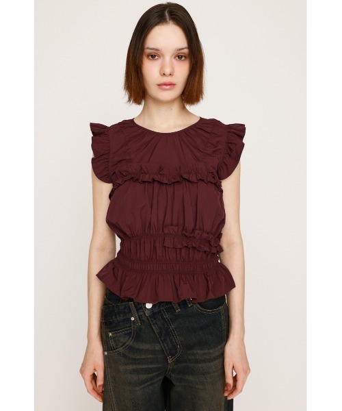 ブラウス シャツ FRILL 2WAY RIBBON BL フリル 2ウェイ リボン ブラウス 夏服 秋服 ノースリーブトップス レディース SLY ブラウス シャツ FRILL 2WAY RIBBON BL フリル 2ウェイ