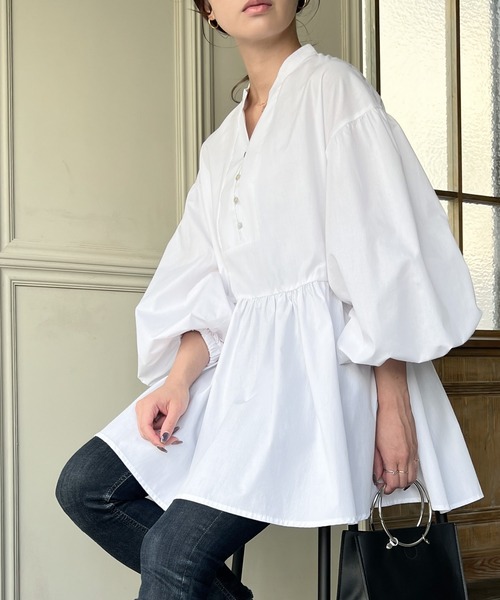 「JUNOAH」 長袖チュニック LARGE ホワイト レディース