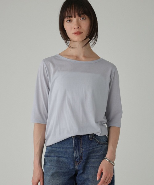 tシャツ 五分袖シアーTシャツ レディース
