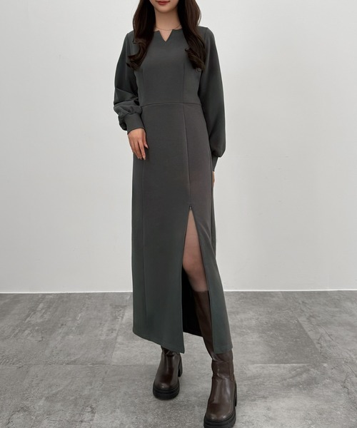 正規品♡ロゴ裏毛ワンピース♡チャコールグレー Rouge vif la cle（ルージュヴィフラクレ） ワンピース 「GREY CHORD