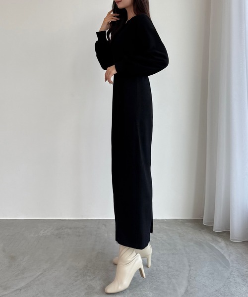 CENEA（セネア） ワンピース 裏起毛裾ファスナーIラインワンピース