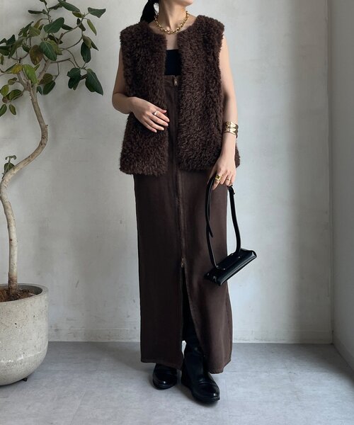 ベスト ジレ フェイクカシミヤベスト レディース GALLARDAGALANTE ベスト ジレ フェイクカシミヤベスト