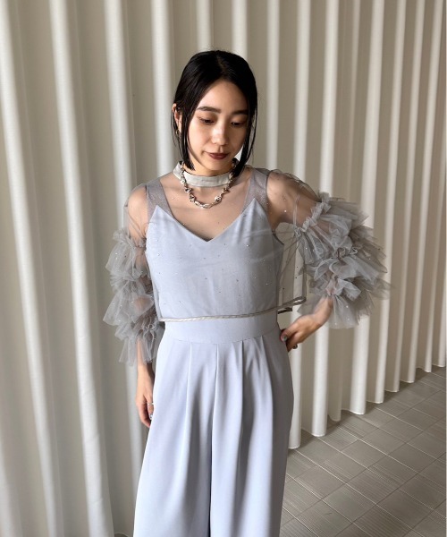 Ameri（アメリ） パンツドレス 2WAY BIJOU RUFFLE TOP SET ROMPERS