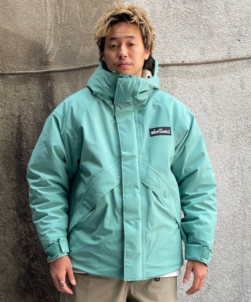WILD THINGS フード付きナイロンジャケット 青 リバーシブル WILD THINGS(ワイルドシングス) ビレイジャケット USA製リバーシブル