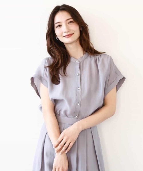 「MK MICHEL KLEIN」 半袖ブラウス 38 パープル系その他 レディース_画像7