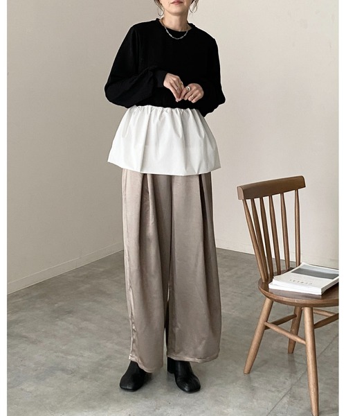 ♡sheller ドッキングペプラムトップス♡ She's Closet 切り替えドッキングバルーンペプラムトップス レディース