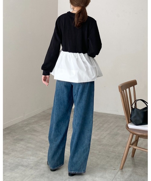 ♡sheller ドッキングペプラムトップス♡ She's Closet 切り替えドッキングバルーンペプラムトップス レディース