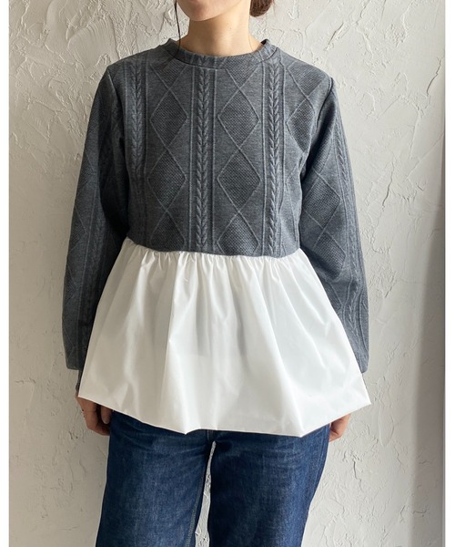 She's Closet 切り替えドッキングバルーンペプラムトップス レディース
