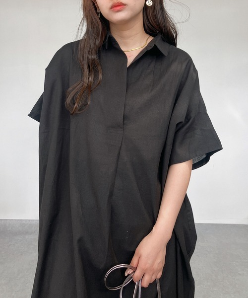 「AS KNOW AS plus」 シャツワンピース FREE カーキ レディース_画像2