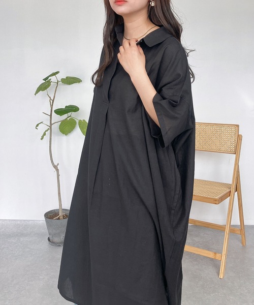 「AS KNOW AS plus」 シャツワンピース FREE カーキ レディース_画像4