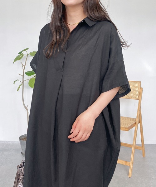 「AS KNOW AS plus」 シャツワンピース FREE カーキ レディース_画像6