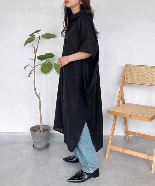 「AS KNOW AS plus」 シャツワンピース FREE カーキ レディース_画像8