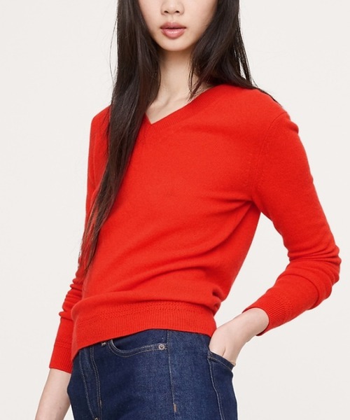 ニット セーター ライトウェイト カシミヤ Vネックセーター レディース