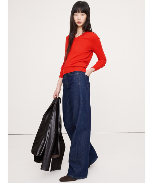 ニット セーター ライトウェイト カシミヤ Vネックセーター レディースの画像