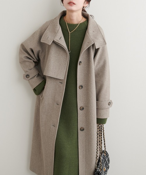 コート グレージュ N8エンネオット natural couture ステンカラーコート コート 「ZOZO限定」ニットモッサ