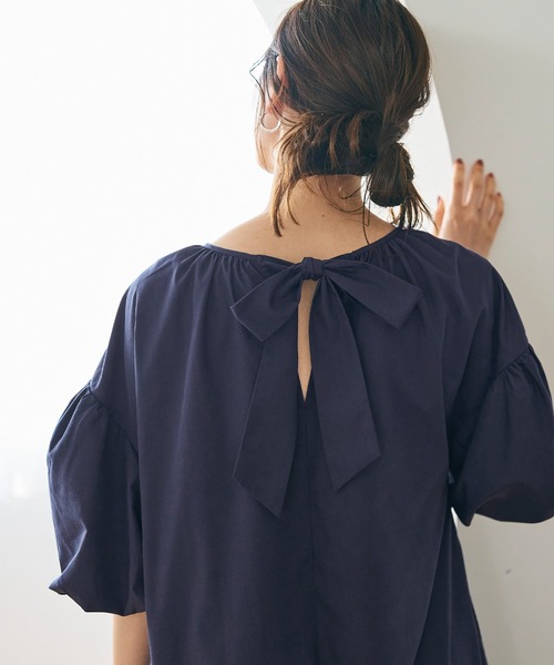 「coca(coca)」 半袖ワンピース M ネイビー レディース_画像6