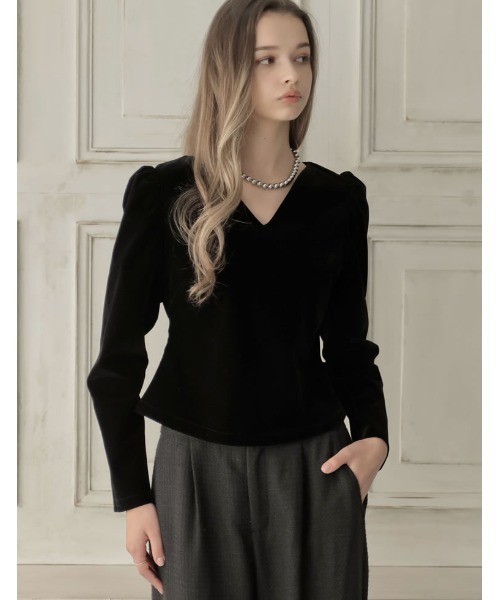 MEER. ベロアトップス 未使用品 ブラック Dark Angel（ダークエンジェル） スリットスリーブベロアトップス