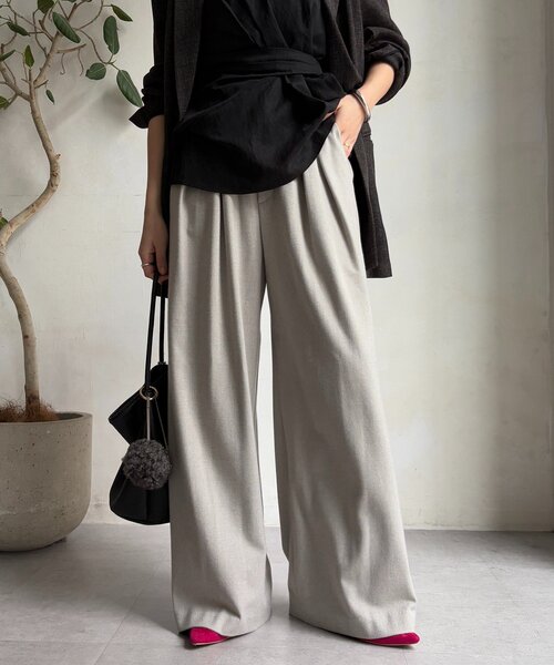 DouDou パンツ ウォームタックワイドパンツ レディース : ZOZOTOWN