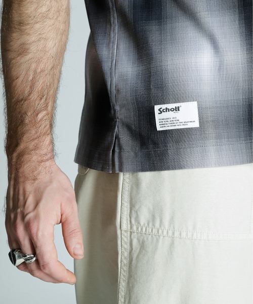 「schott」 半袖シャツ X-LARGE ブラック メンズの画像