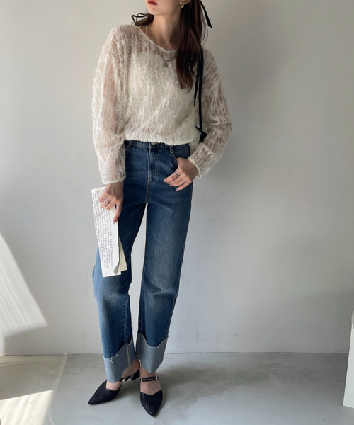 「Eclat one」 長袖ブラウス FREE アイボリー レディース_画像3