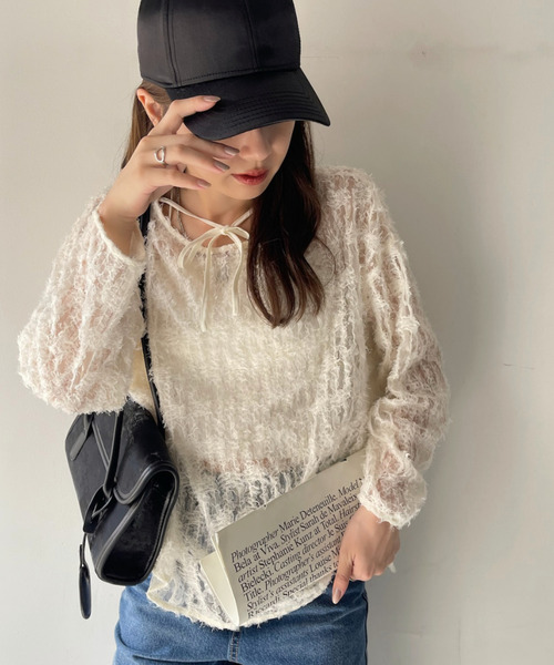 「Eclat one」 長袖ブラウス FREE アイボリー レディース_画像4