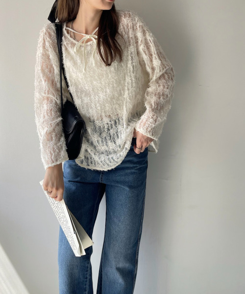 「Eclat one」 長袖ブラウス FREE アイボリー レディース_画像5