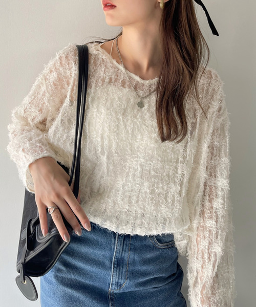 「Eclat one」 長袖ブラウス FREE アイボリー レディース_画像6