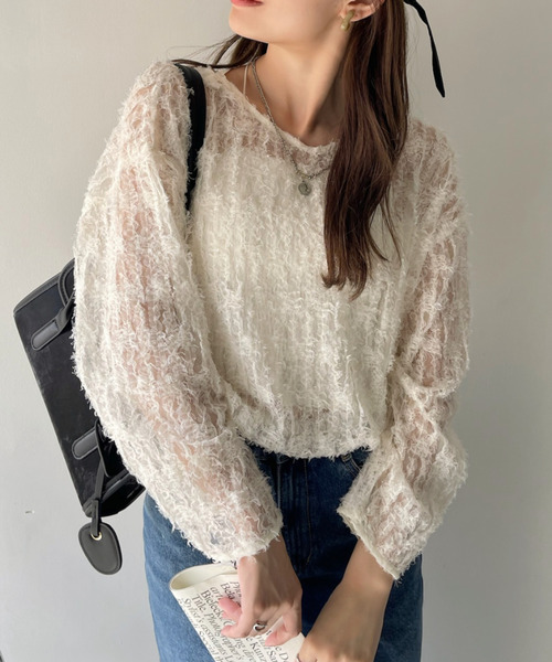 「Eclat one」 長袖ブラウス FREE アイボリー レディース_画像8