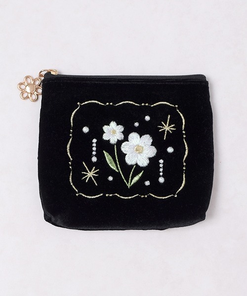 Flowering（フラワーリング） ポーチ フラワー/月/ハート/刺繍