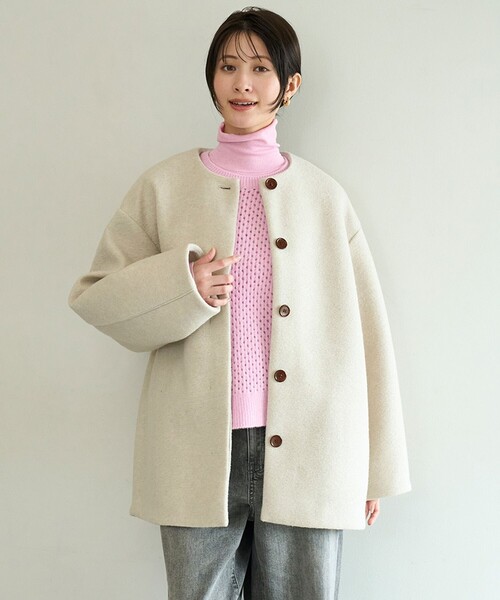 UNFILO（アンフィーロ） ノーカラーコート コート ボンディング