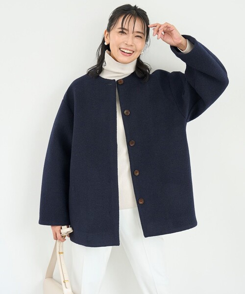 UNFILO（アンフィーロ） ノーカラーコート コート ボンディング