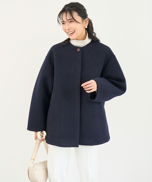 UNFILO（アンフィーロ） ノーカラーコート コート ボンディング