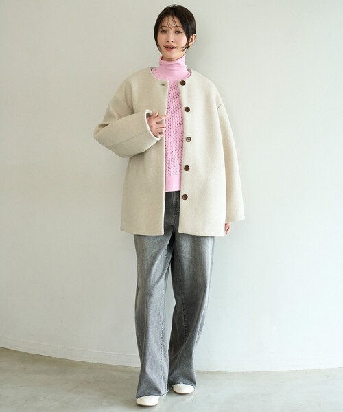 UNFILO（アンフィーロ） ノーカラーコート コート ボンディング