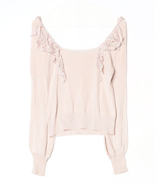 「Marilyn Moon」 フリル長袖ニット - ベージュ レディース_画像2