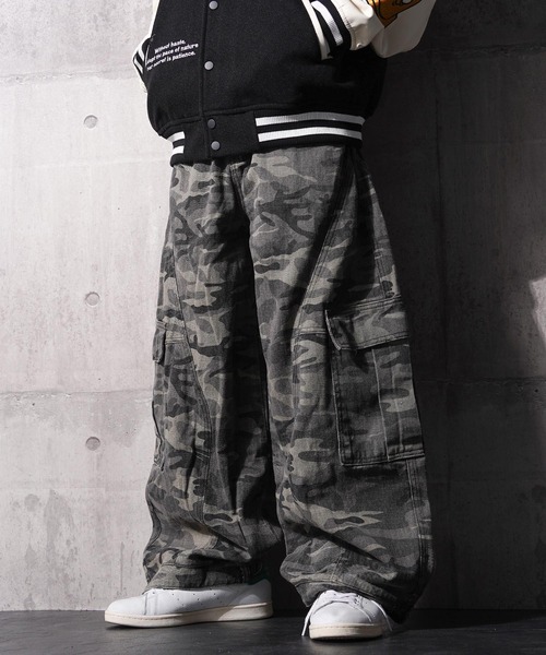 カーゴパンツ 迷彩 カモフラージュ バレルレッグ / Camouflage Barrel