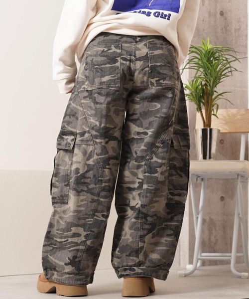 ワイドパンツ カーゴパンツ 迷彩 カモフラージュ バレルレッグ