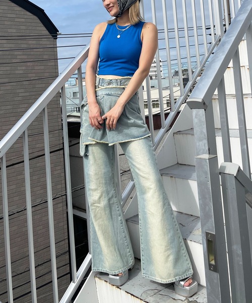 「SPIRALGIRL」 ブーツカットデニムパンツ SMALL ブラック レディース_画像4