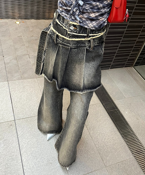 「SPIRALGIRL」 ブーツカットデニムパンツ SMALL ブラック レディース_画像6