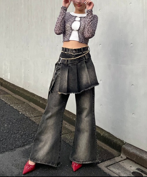 「SPIRALGIRL」 ブーツカットデニムパンツ SMALL ブラック レディース_画像7