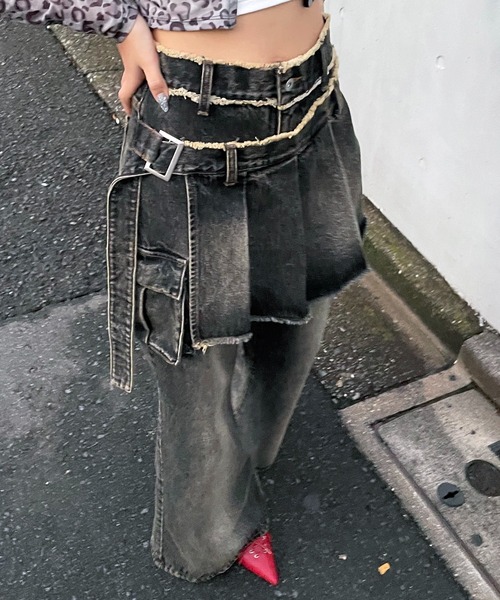 「SPIRALGIRL」 ブーツカットデニムパンツ SMALL ブラック レディース_画像8