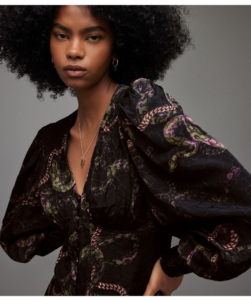 「ALLSAINTS」 長袖ワンピース 4 グリーン系その他 レディース_画像3