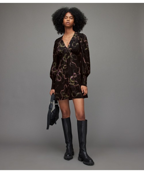 「ALLSAINTS」 長袖ワンピース 4 グリーン系その他 レディース_画像4