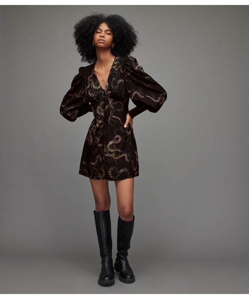 「ALLSAINTS」 長袖ワンピース 4 グリーン系その他 レディース_画像5