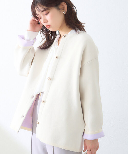 「natural couture」 ニットカーディガン FREE ピンク レディース_画像3