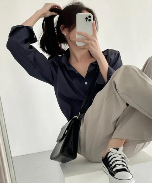 「MAISON DE THERESE」 長袖シャツ M サックスブルー レディース_画像4